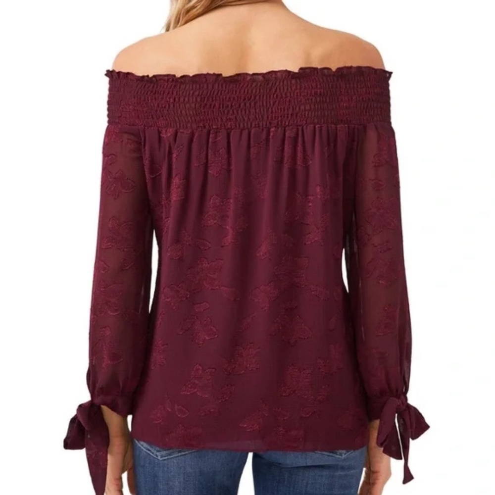 CeCe Rich Burgundy Floral Top - Picture 6 of 6